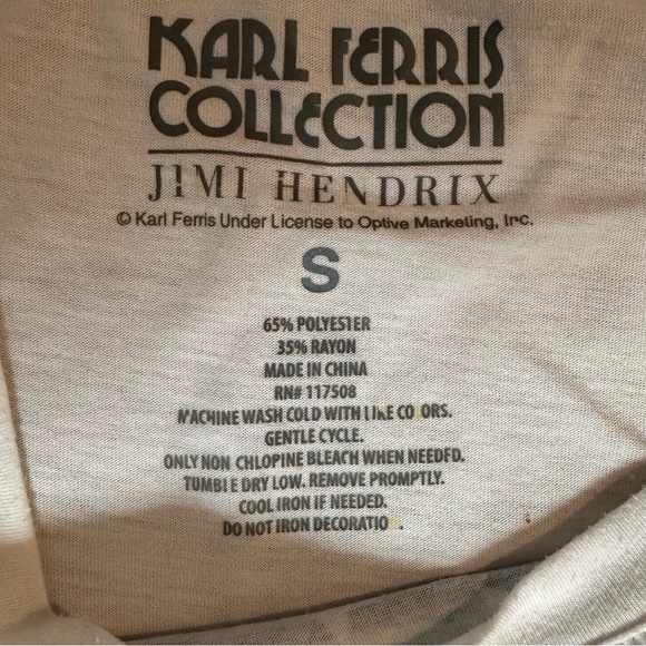 Karl Ferris White Women’s Jimi Hendrix Graphic T with side vent Size Small - Picture 4 of 7